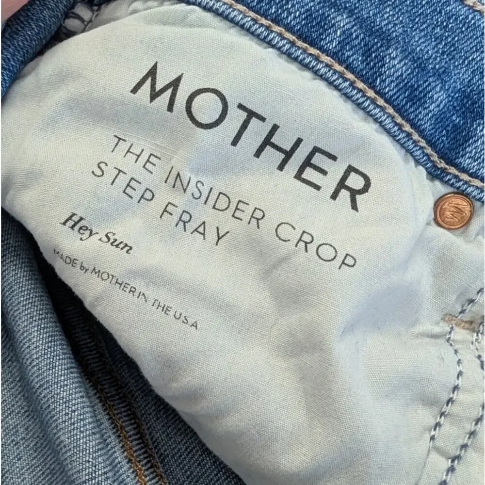 Mother Insider Crop Step Fray Jeans Womens 27 Out of the Blue Denim Bootcut